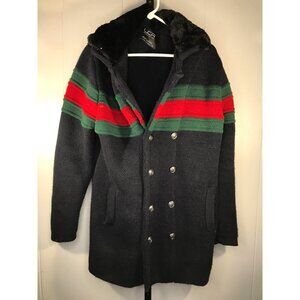 LCR Black Edition Cardigan Sweater Jacket Mens LG Metal Fashion Black Red